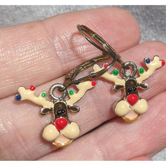 Reindeer Christmas Light Earrings - Picture 1 of 3